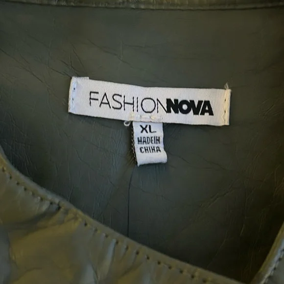Fashion Nova Dark Green Leather Jacket - Picture 3 of 3